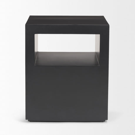 Mercana Vondra Matte Black Metal w/ Open Shelves Side table