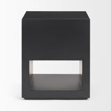 Mercana Vondra Matte Black Metal w/ Open Shelves Side table