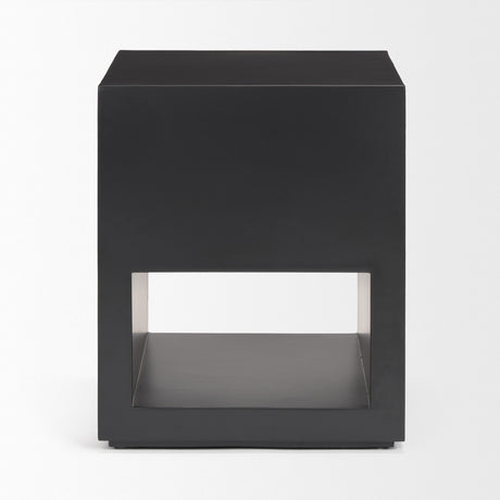 Mercana Vondra Matte Black Metal w/ Open Shelves Side table