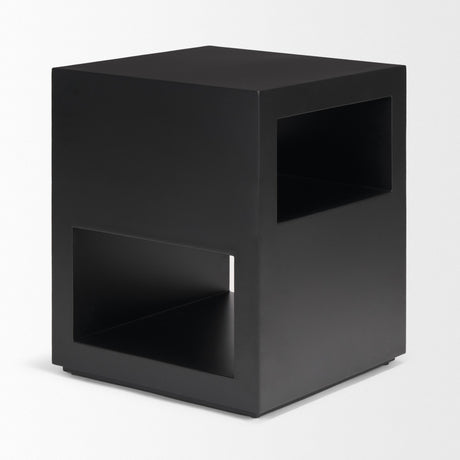 Mercana Vondra Matte Black Metal w/ Open Shelves Side table