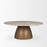 Mercana Allyson Round Brown Pedestal w/ Pink Marble Top Coffee Table