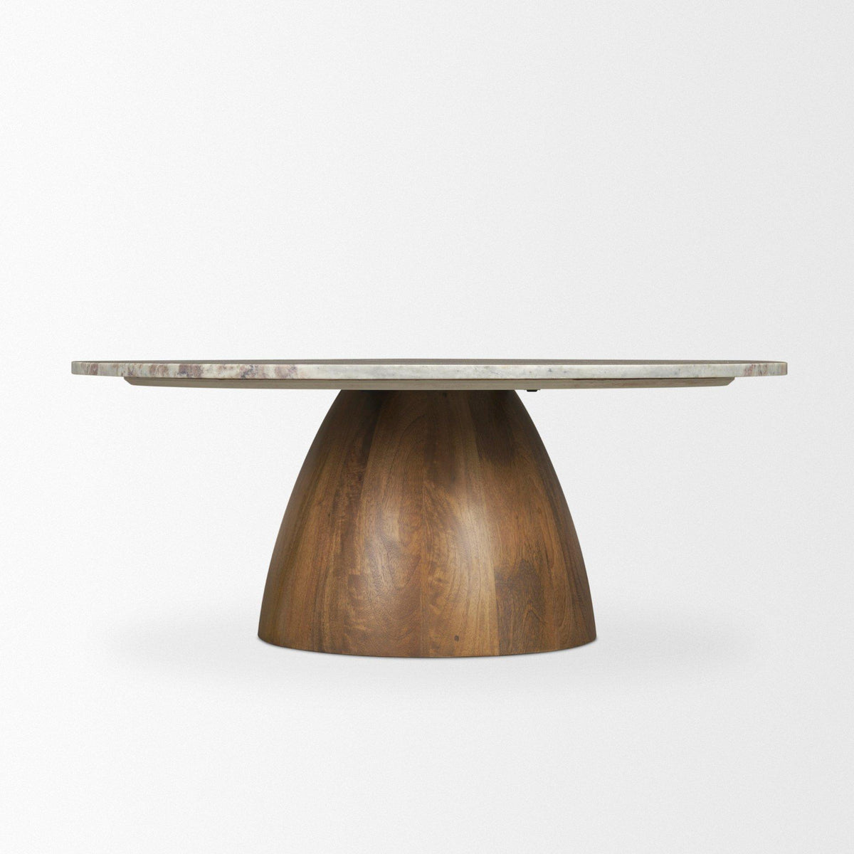 Mercana Allyson Round Brown Pedestal w/ Pink Marble Top Coffee Table
