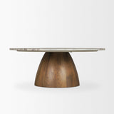 Mercana Allyson Round Brown Pedestal w/ Pink Marble Top Coffee Table