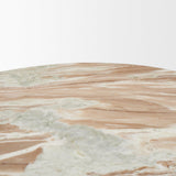 Mercana Allyson Round Brown Pedestal w/ Pink Marble Top Coffee Table