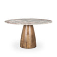 Mercana Allyson 54" Round Brown Pedestal w/ Pink Marble Top Dining Table