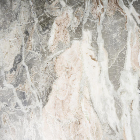 Mercana Allyson 54" Round Brown Pedestal w/ Pink Marble Top Dining Table