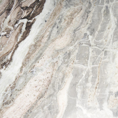 Mercana Allyson 54" Round Brown Pedestal w/ Pink Marble Top Dining Table