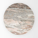 Mercana Allyson 54" Round Brown Pedestal w/ Pink Marble Top Dining Table
