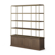 Mercana Braxton Dark Brown Wood w/ Antique Brass Metal Three Shelf Shelving Unit