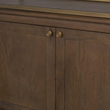 Mercana Baron 4-Door Dark Brown Wood w/ Antique Brass Metal Open Shelving Unit
