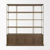 Mercana Baron 4-Door Dark Brown Wood w/ Antique Brass Metal Open Shelving Unit