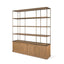 Mercana Braxton Light Brown Wood w/ Antiqued Brass Metal 3 Tiers 2 Door Shelving Unit