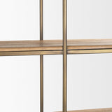 Mercana Braxton Light Brown Wood w/ Antiqued Brass Metal 3 Tiers 2 Door Shelving Unit