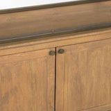 Mercana Braxton Light Brown Wood w/ Antiqued Brass Metal 3 Tiers 2 Door Shelving Unit