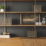Mercana Braxton Light Brown Wood w/ Antiqued Brass Metal 3 Tiers 2 Door Shelving Unit