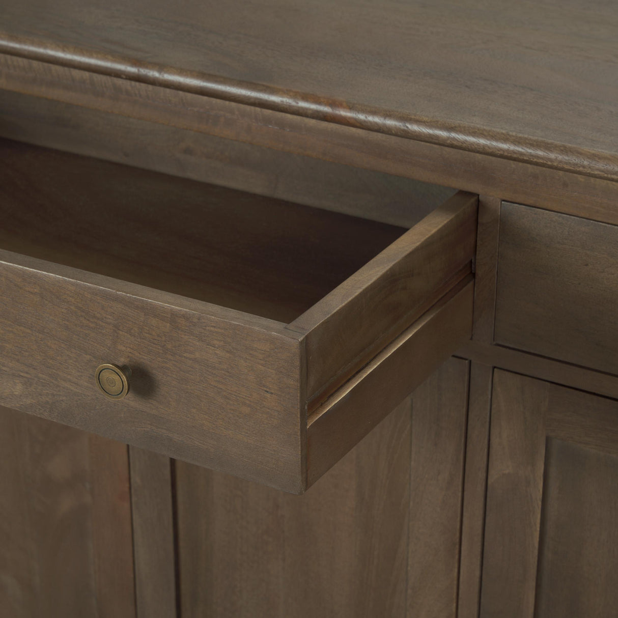 Mercana Baron Dark Brown Solid Wood w/ Antiqued Aged Brass Knobs 3-Drawer 6-Door Sideboard