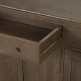 Mercana Baron Dark Brown Solid Wood w/ Antiqued Aged Brass Knobs 3-Drawer 6-Door Sideboard