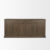 Mercana Baron Dark Brown Solid Wood w/ Antiqued Aged Brass Knobs 3-Drawer 6-Door Sideboard