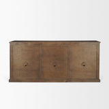 Mercana Baron Dark Brown Solid Wood w/ Antiqued Aged Brass Knobs 3-Drawer 6-Door Sideboard