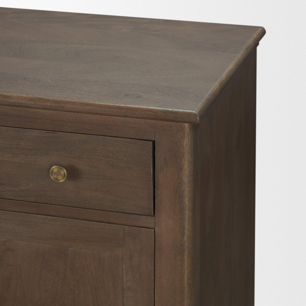 Mercana Baron Dark Brown Solid Wood w/ Antiqued Aged Brass Knobs 3-Drawer 6-Door Sideboard