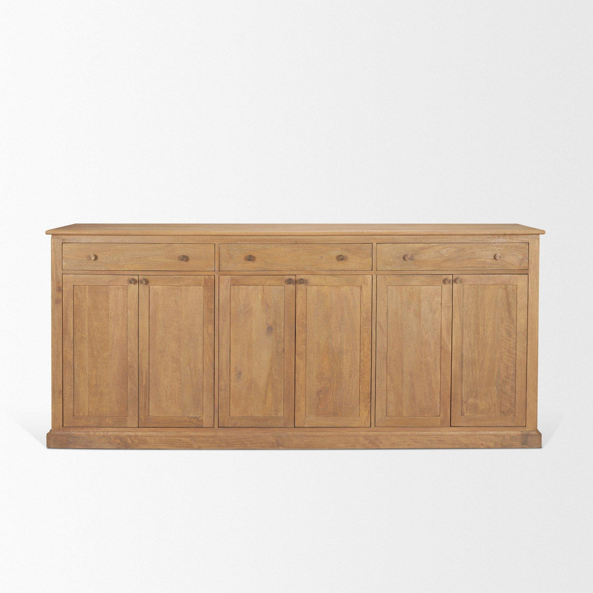 Mercana Baron Light Brown Solid Wood w/ Antiqued Brass Knobs 3-Drawer 6-Door Sideboard