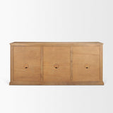 Mercana Baron Light Brown Solid Wood w/ Antiqued Brass Knobs 3-Drawer 6-Door Sideboard