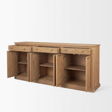 Mercana Baron Light Brown Solid Wood w/ Antiqued Brass Knobs 3-Drawer 6-Door Sideboard