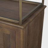 Mercana Braxton Dark Brown Wood w/ Antiqued Aged Brass Metal 3 Tiers 2 Door Shelving Unit