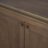 Mercana Braxton Dark Brown Wood w/ Antiqued Aged Brass Metal 3 Tiers 2 Door Shelving Unit