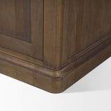 Mercana Braxton Dark Brown Wood w/ Antiqued Aged Brass Metal 3 Tiers 2 Door Shelving Unit