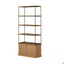 Mercana Braxton Light Brown Wood w/ Dark Aged Brass Metal Three Shelf Shelving Unit