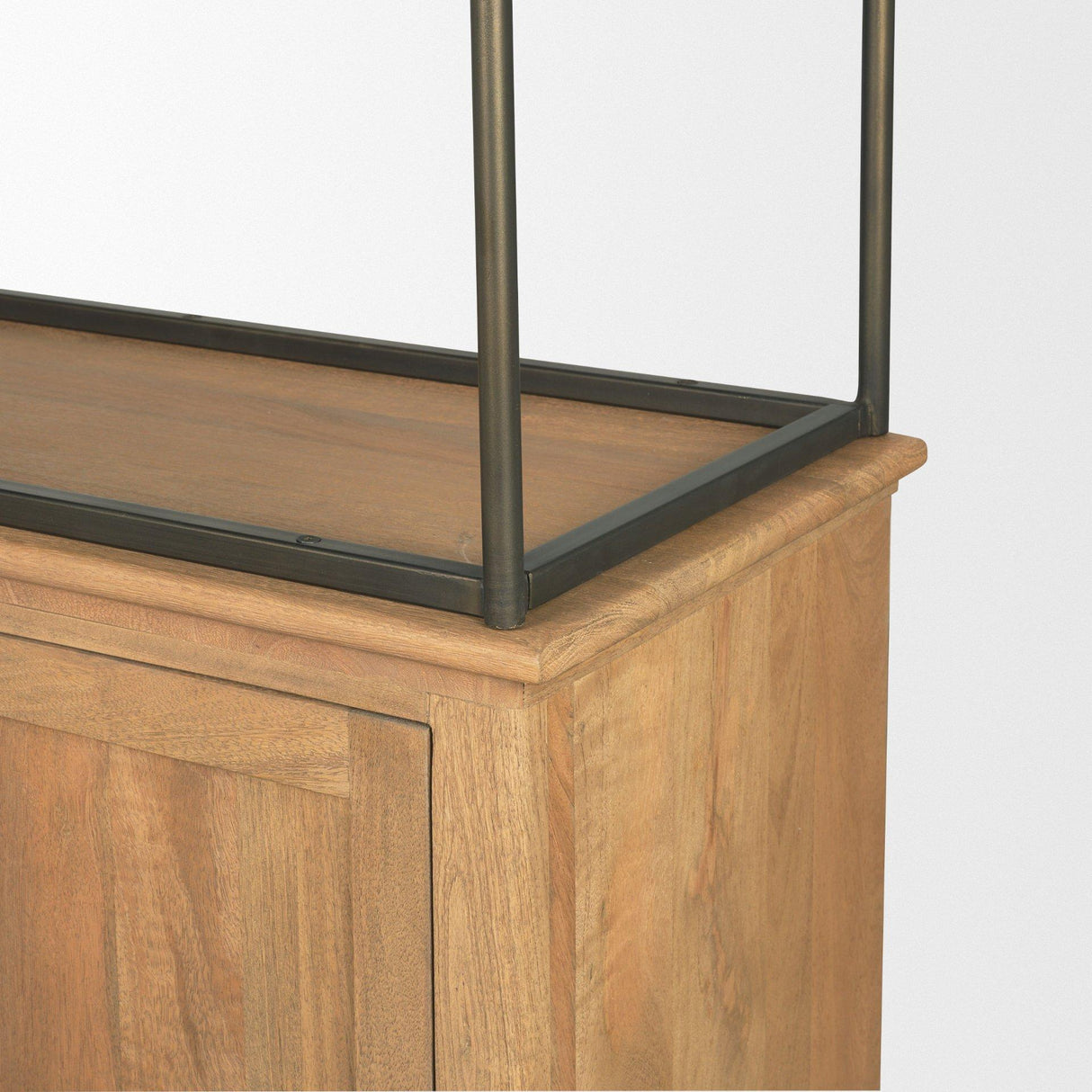 Mercana Baron Light Brown Wood w/ Gunmetal 2-Door Open Shelving Unit