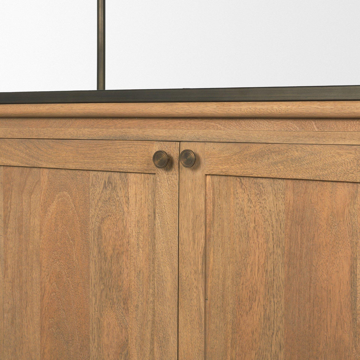 Mercana Baron Light Brown Wood w/ Gunmetal 2-Door Open Shelving Unit