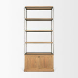 Mercana Baron Light Brown Wood w/ Gunmetal 2-Door Open Shelving Unit