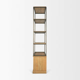 Mercana Baron Light Brown Wood w/ Gunmetal 2-Door Open Shelving Unit