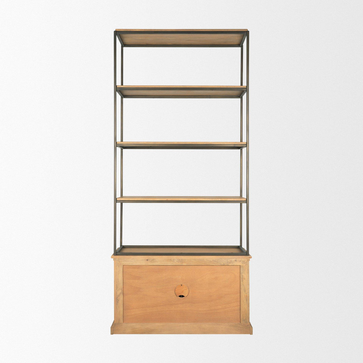 Mercana Baron Light Brown Wood w/ Gunmetal 2-Door Open Shelving Unit