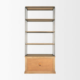 Mercana Baron Light Brown Wood w/ Gunmetal 2-Door Open Shelving Unit