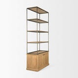 Mercana Baron Light Brown Wood w/ Gunmetal 2-Door Open Shelving Unit