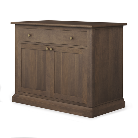 Mercana Braxton Dark Brown Solid Wood w/ Antique Knobs Accent Cabinet 1 Drawer 2 Doors