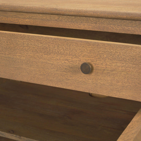 Mercana Braxton Light Brown Solid Wood w/ Gunmetal Knobs Accent Cabinet 1 Drawer 2 Doors