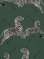 Scalamandre Zebras | Wallpaper | Trimmed Serengeti Green Wallpaper