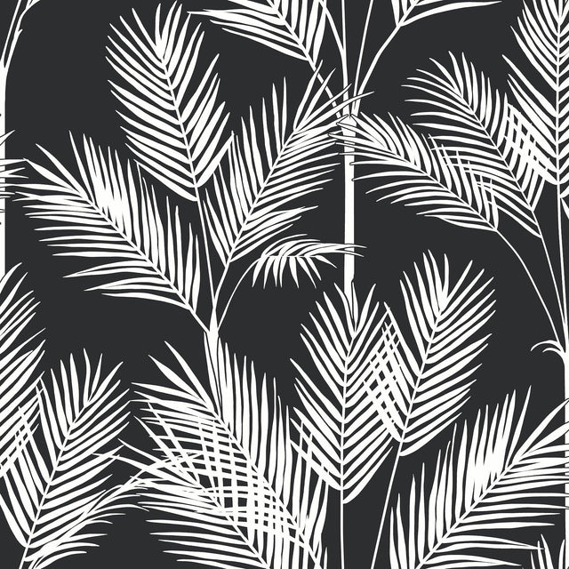 York Wallcoverings King Palm Silhouette Blue Wallpaper