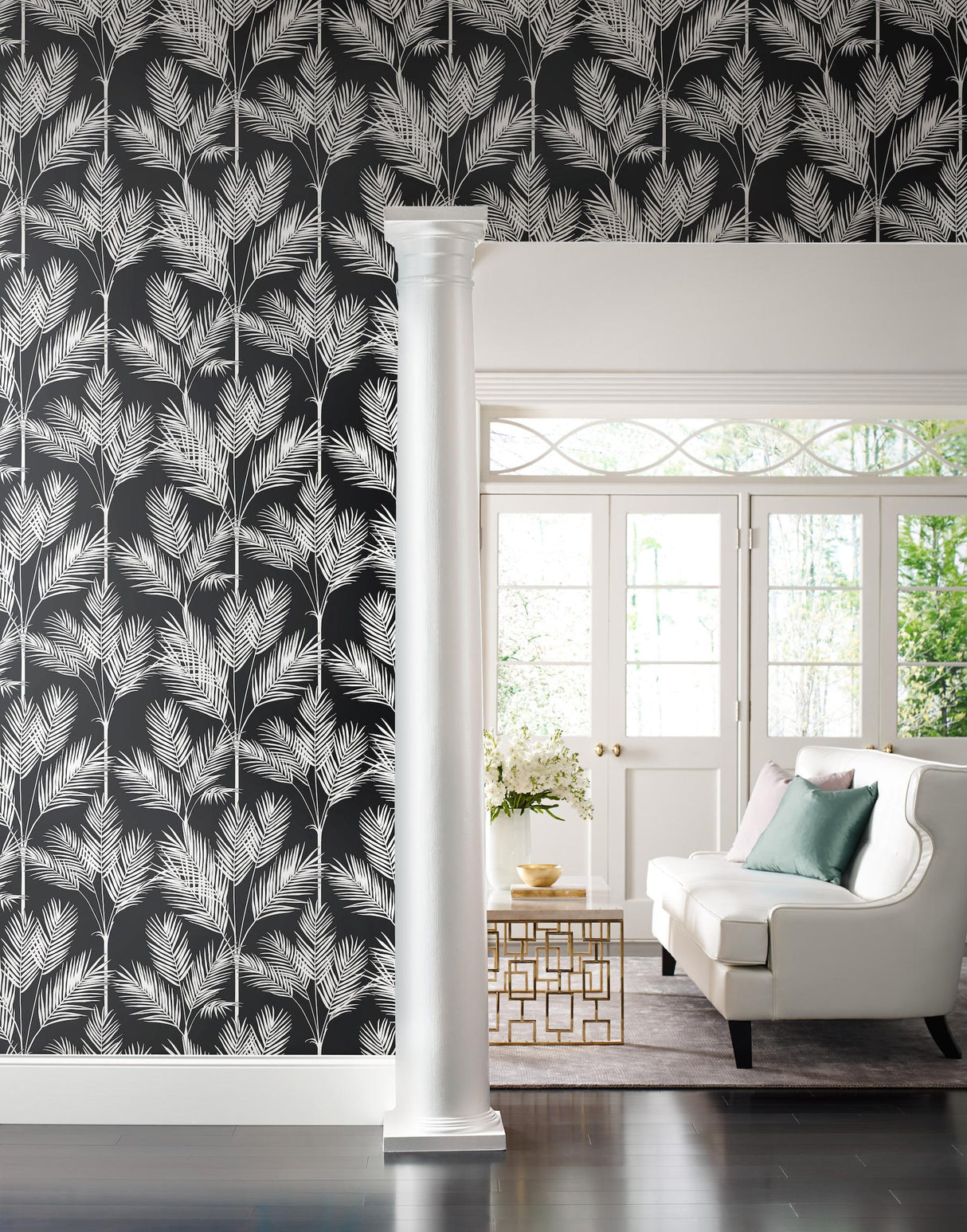 York Wallcoverings King Palm Silhouette Blue Wallpaper