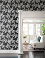 York Wallcoverings King Palm Silhouette Blue Wallpaper