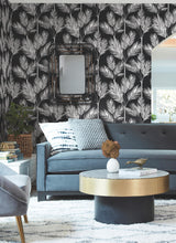 York Wallcoverings King Palm Silhouette Blue Wallpaper