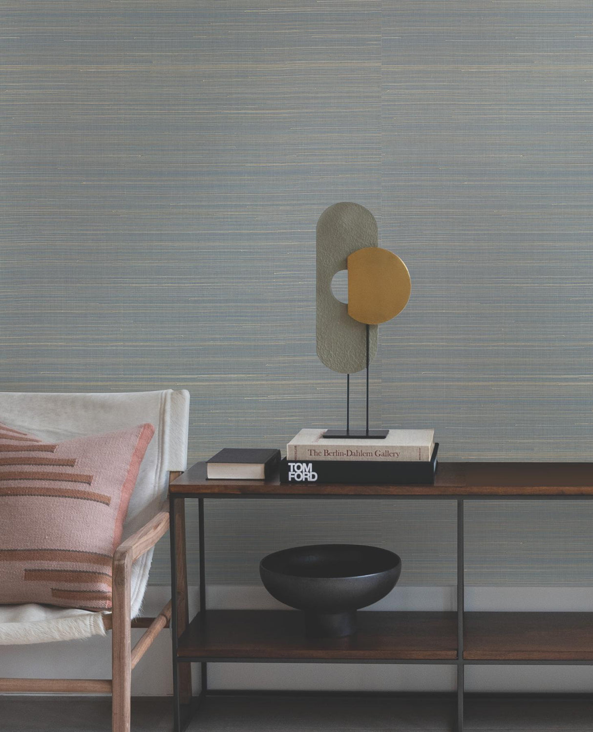 Ronald Redding Designs Abaca Weave Blue Wallpaper