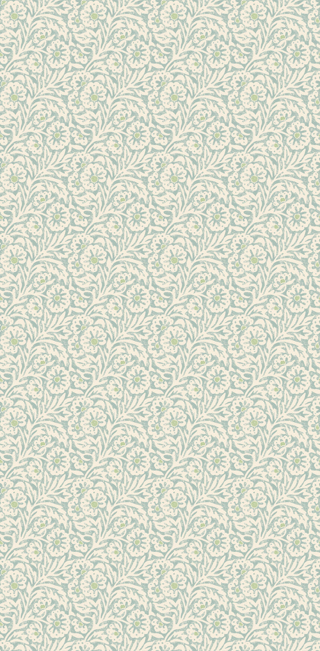 G P & J Baker FLOWER PATCH AQUA Wallpaper