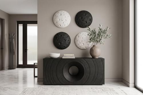 Phillips Collection Crater , 22" Black Stone Wall Art