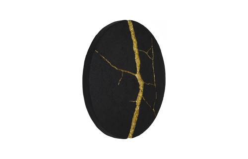 Phillips Collection Rift Wall Tile, Circle Matte Black Gold Leaf Wall Art