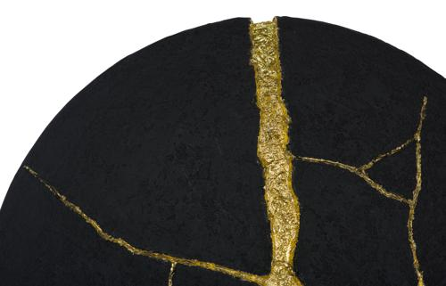 Phillips Collection Rift Wall Tile, Circle Matte Black Gold Leaf Wall Art